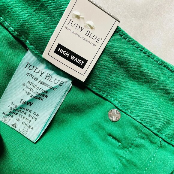 NWT Judy Blue Womens Green High Waist Garment Dyed Y2K Wide Leg Jeans Size 16W - Picture 4 of 9
